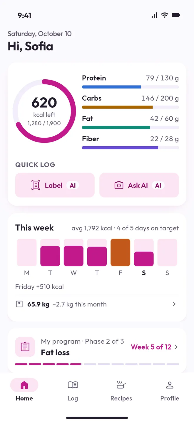 The Macros app home